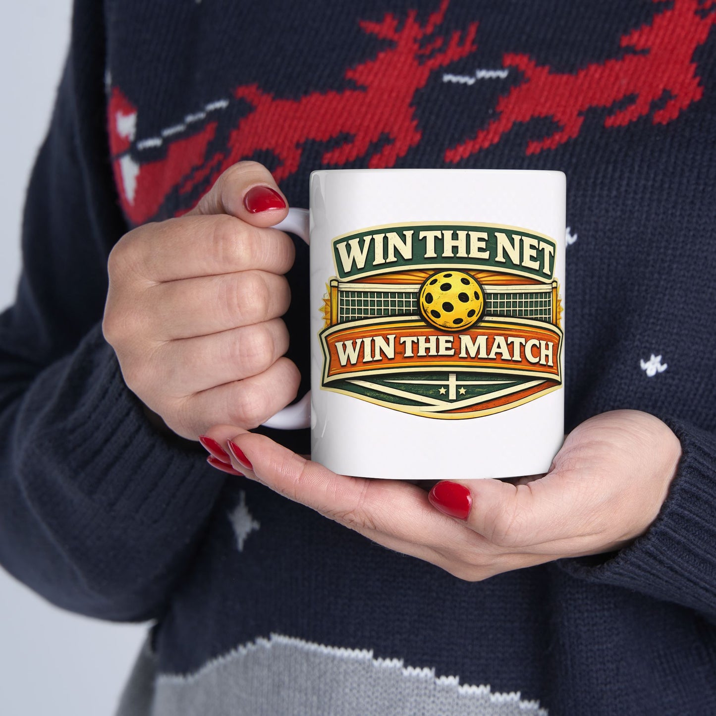 "Win The Net Win The Match" — Funny Ceramic Coffee Cup
