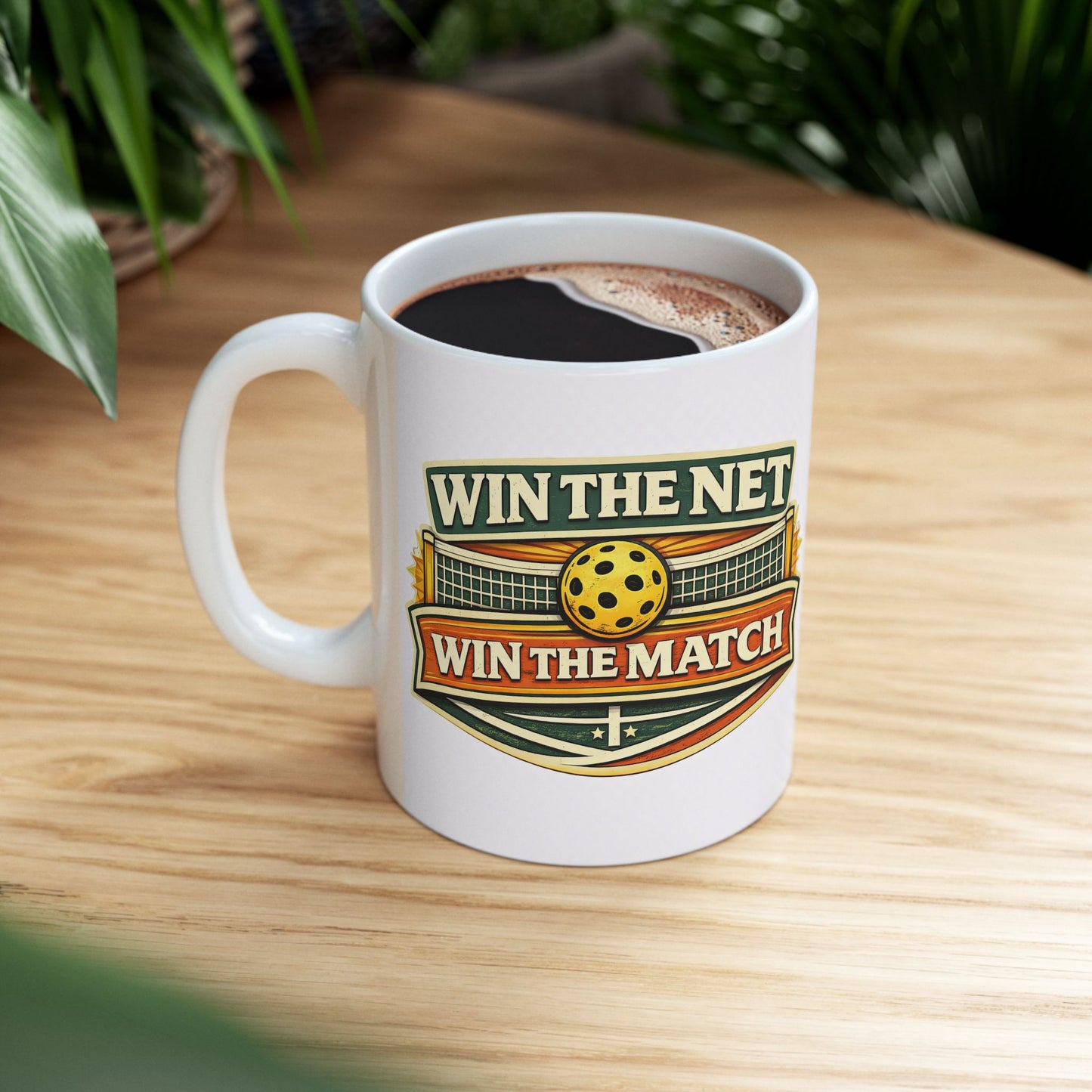 "Win The Net Win The Match" — Funny Ceramic Coffee Cup