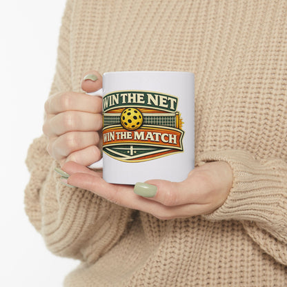 "Win The Net Win The Match" — Funny Ceramic Coffee Cup