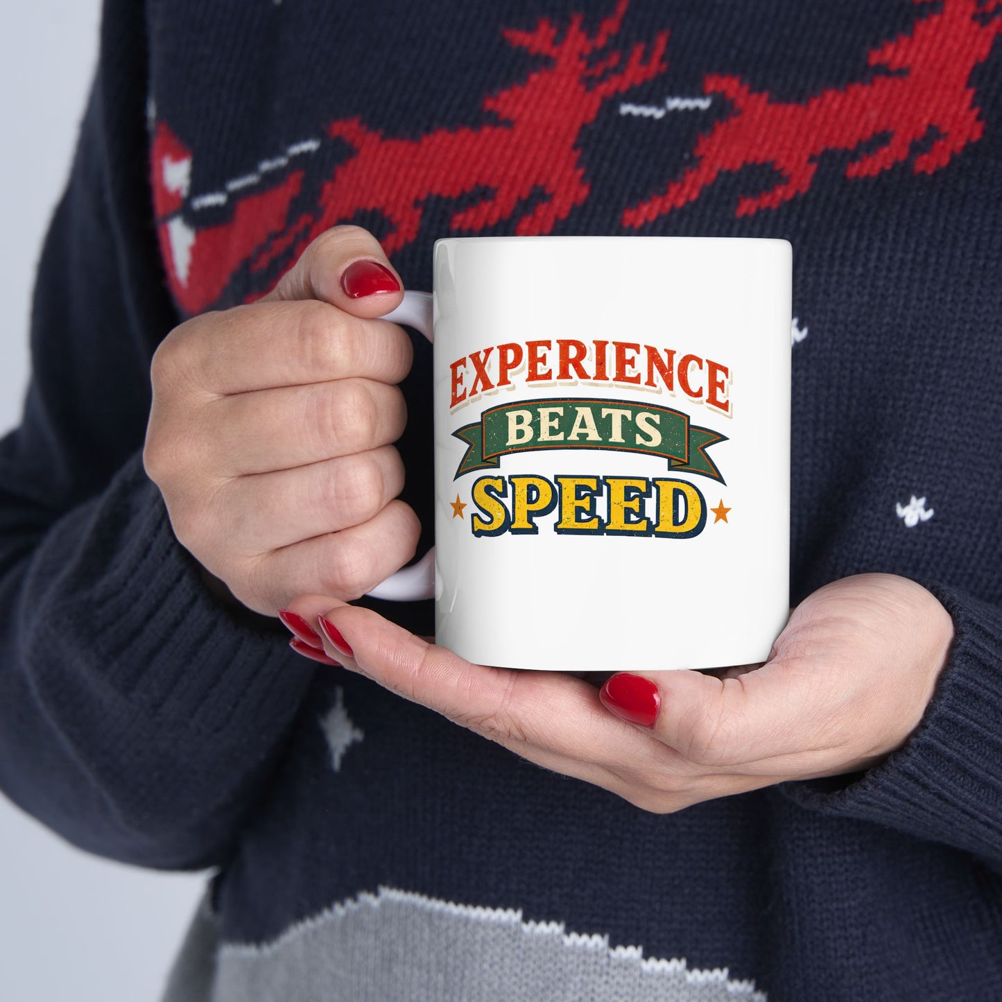 Experience Beats Speed Mug — Funny Ceramic Coffee Cup