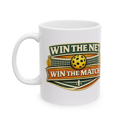 "Win The Net Win The Match" — Funny Ceramic Coffee Cup