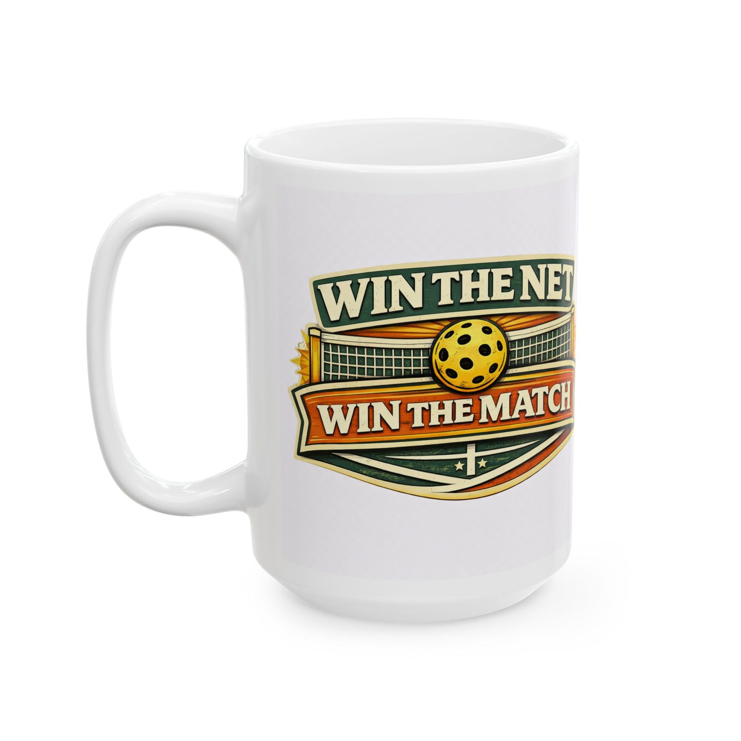 "Win The Net Win The Match" — Funny Ceramic Coffee Cup