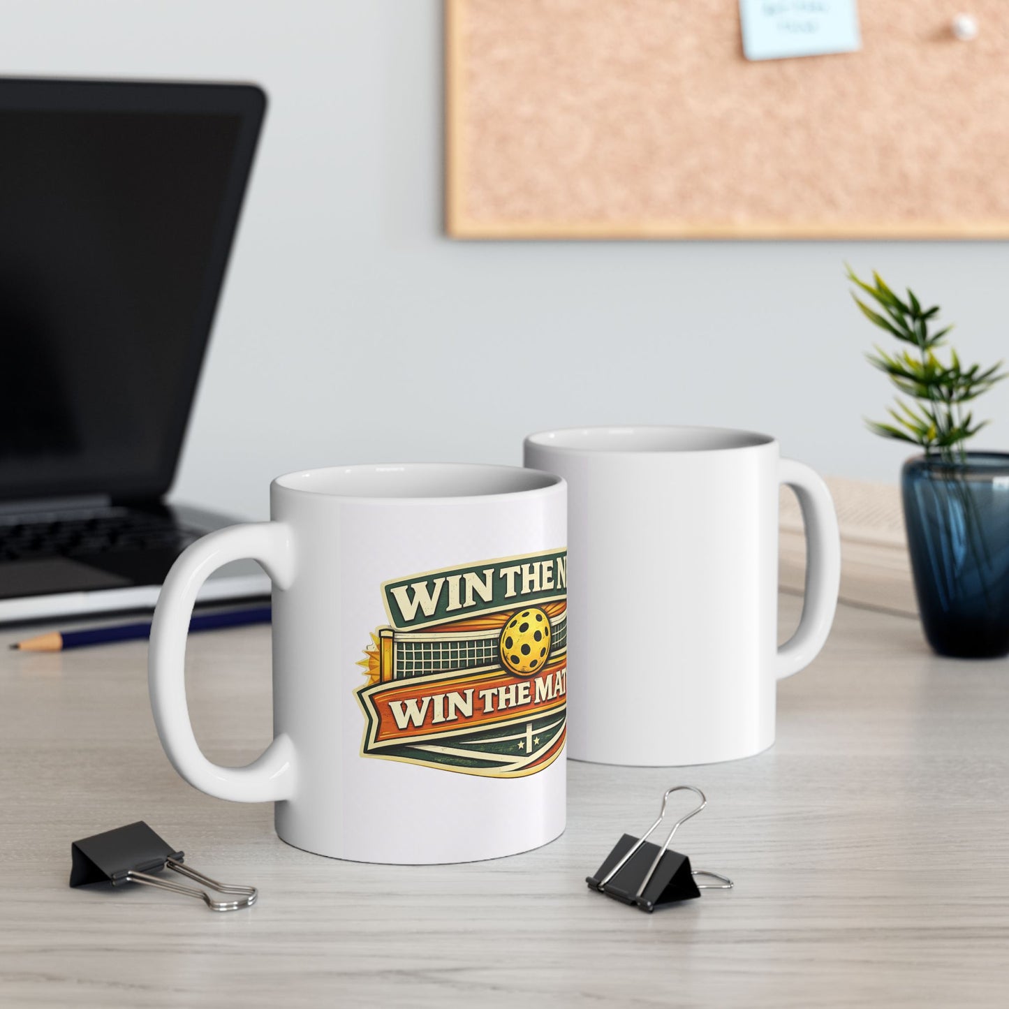 "Win The Net Win The Match" — Funny Ceramic Coffee Cup