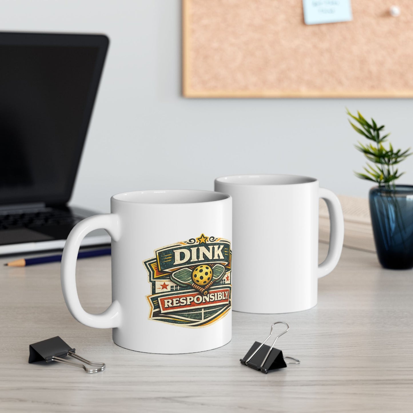 Dink Responsibly Mug — Funny Pickleball Ceramic Coffee Cup